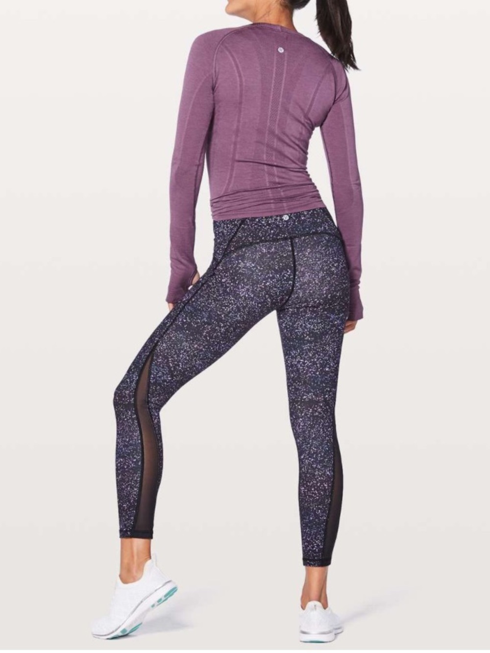 Lululemon Train Times 7/8 Pant 25"
Crystalline Purple Multi / Black Mesh Legging